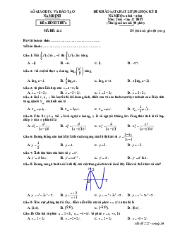 Đề khảo sát chất lượng học kỳ 2 Toán 12 năm 2021 – 2022 sở GD&ĐT Nam Định