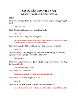 Trắc nghiệm cơ sở văn hóa Việt Nam (Có đáp án)
