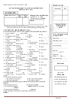 Đề thi Tuyển sinh vào lớp 10 THPT Chuyên Chu Văn An & Hà Nội Amsterdam môn Tiếng Anh (chuyên) năm 2011-2012