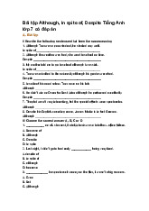 Bài tập Although, In spite of, Despite Tiếng Anh lớp 7 có đáp án