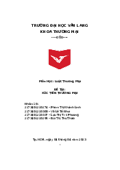 Đề tài: Xúc tiến thương mại - Luật thương mại | Đại học Văn Lang
