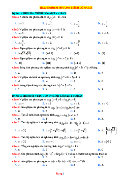 TOP 40 câu trắc nghiệm phương trình lôgarit