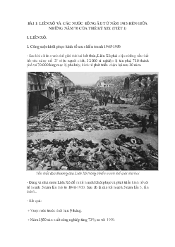 Liên Xô và các nước Đông Âu từ 1945 đến giữa những năm 70 của thế kỉ XX