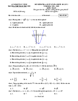 Đề kiểm tra chất lượng Toán 10 lần 1 năm 2021 – 2022 trường Hàn Thuyên – Bắc Ninh