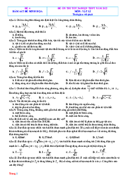 Đề ôn tập tốt nghiệp 2022 môn Lý bám sát đề minh họa - Đề 5 (có đáp án)