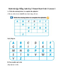 Sách bài tập Tiếng Anh lớp 3 Smart Start Unit 1 Lesson 1