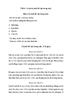 Tập làm văn lớp 2: Viết 4 - 5 câu tả một đồ vật trong nhà | Chân trời sáng tạo