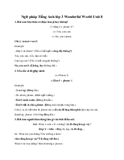 Ngữ pháp Tiếng Anh lớp 3 Wonderful World Unit 8 My town