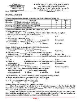 Đề thi cuối học kỳ 2 Tiếng Anh 10 năm học 2020-2021 (có đáp án)