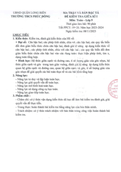 Đề giữa kì 1 Toán 9 năm 2023 – 2024 trường THCS Phúc Đồng – Hà Nội