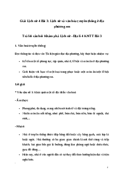 Giải Lịch sử Địa lí lớp 4 Bài 3: Lịch sử và văn hóa truyền thống ở địa phương em | Kết nối tri thức