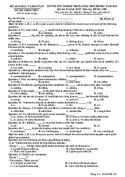 Đề thi chính thức và đáp án mã đề thi 413 môn Tiếng Anh THPT Quốc gia, Kỳ thi tốt nghiệp THPT 2023