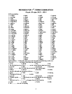 Đề cương ôn tập học kì 1 môn Tiếng Anh 10 sách Explore Our World