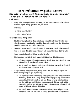 Câu hỏi lý thuyết ôn tập môn kinh tế chính trị có gợi ý trả lời