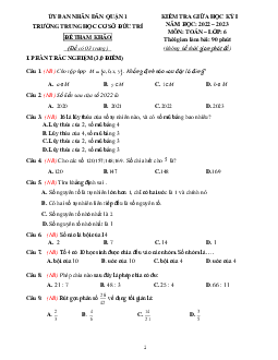 Đề tham khảo giữa học kỳ 1 Toán 6 năm 2022 – 2023 trường THCS Đức Trí – TP HCM