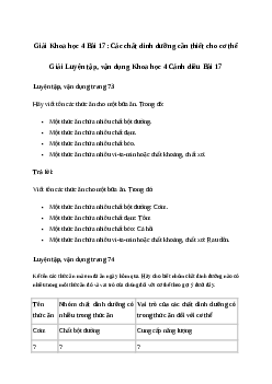 Giải Khoa học lớp 4 Bài 17: Các chất dinh dưỡng cần thiết cho cơ thể | Cánh diều