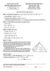 Đề giữa học kì 1 Toán 8 năm 2024 – 2025 trường THCS Chu Văn An – Hà Nội