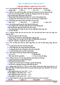 Trắc nghiệm bài 27 Lịch Sử 7: Chế độ phong kiến Nhà Nguyễn (có đáp án)