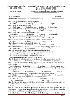 Đề thi thử tốt nghiệp THPTQG 2021 môn sinh học Trường THPT Hồng Lĩnh lần 1 (đề 204, có đáp án)