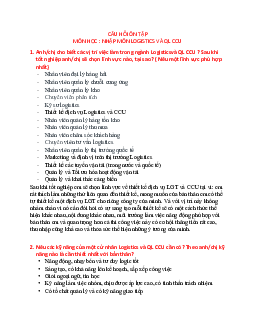 Đề cương câu hỏi ôn tập môn Logistics và quản lý cung ứng dịch vụ có hướng dẫn giải