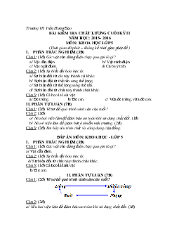Đề thi học kì 2 môn Khoa học lớp 5 trường tiểu học Trần Hưng Đạo, Đắk Lắk năm 2015 - 2016