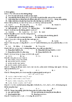 Đề thi giữa học kỳ 1 Hóa 11 năm 2022-2023 (có đáp án)-Đề 2