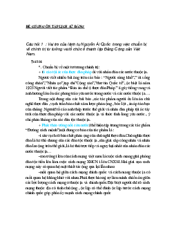 Đề cương ôn tập môn Lịch sử Đảng (Có đáp án)