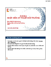 Bài giảng Nhập môn Kỹ thuật Môi trường | Đại học Bách Khoa Hà Nội