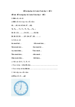 Đề thi học kì 2 môn Toán lớp 1 sách Vì sự bình đẳng - Đề 2