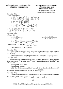 Đề thi Olympic Toán 7 năm 2022 – 2023 phòng GD&ĐT Tứ Kỳ – Hải Dương