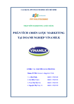 Phân tích chiến lược marketing tại doanh nghiệp VINAMILK | Bài tập môn Marketing | Trường Cao đẳng thực hành FPT