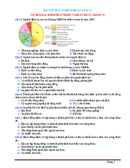 Bài tập trắc nghiệm địa lí 9 bài 13: Vai trò, đặc điểm phát triển và phân bố của dịch vụ (có đáp án)
