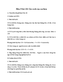 Hóa học 9 bài 28: Các oxit của cacbon
