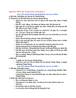 Văn mẫu lớp 6 Chân trời sáng tạo bài Lập dàn ý Kể lại câu chuyện Thánh Gióng