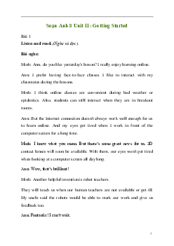 Giải Tiếng Anh 8 Unit 11: Getting Started | Kết nối tri thức