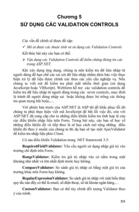 Chương 5: sử dụng các  Validation Controls