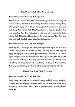 Tóm tắt truyện Sơn Tinh, Thuỷ Tinh | Ngữ văn 6 Kết nối tri thức