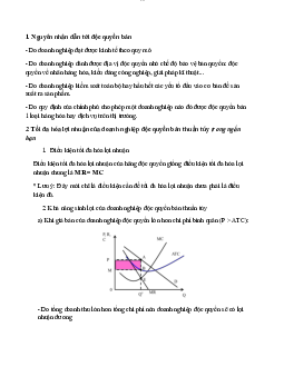 Tối đa hóa lợi nhuận của doanh nghiệp độc quyền bán thuần túy trong ngắn hạn | Kinh tế vi mô