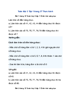 Toán lớp 3 trang 37 Làm tròn số Chân trời sáng tạo