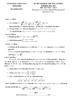 Đề học sinh giỏi tỉnh Toán THCS năm 2022 – 2023 sở GD&ĐT Thanh Hóa