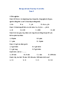 Bài tập cuối tuần Toán lớp 4 Cánh diều - Tuần 5