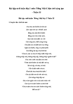 Bài tập cuối tuần lớp 2 môn Tiếng Việt Chân trời sáng tạo - Tuần 32