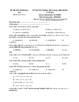 Đề thi thử THPT Quốc gia môn Sinh học chuẩn cấu trúc Đề minh họa 2021 có đáp án số 9