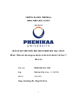 Đề bài: phân tích đặc trưng của dân tộc và liên hệ tới dân tộc việt nam