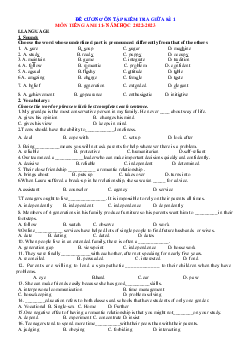 Đề cương ôn tập giữa HK1 Tiếng Anh 11 năm 2022-2023