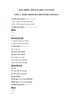 Tiếng Anh lớp 4 unit 2 lesson 3 trang 20 21 Global success