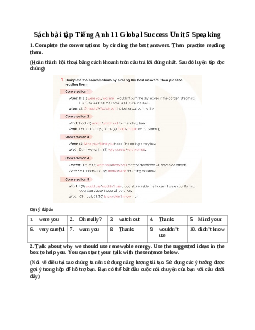 Giải Unit 5 Speaking | Sách bài tập Tiếng Anh 11 Global Success