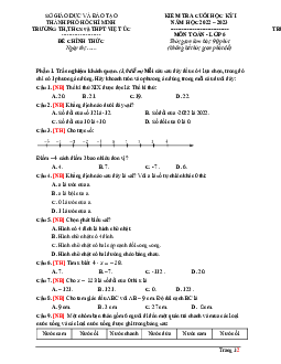 Đề tham khảo học kỳ 1 Toán 6 năm 2022 – 2023 trường Việt Úc – TP HCM