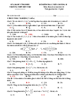 Đề kiểm tra 1 tiết chương 2 Đại số và Giải tích 11 trường THPT Bến Tre – Vĩnh Phúc
