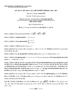 Đề tuyển sinh lớp 10 môn Toán (không chuyên) năm 2022 – 2023 sở GD&ĐT Tây Ninh